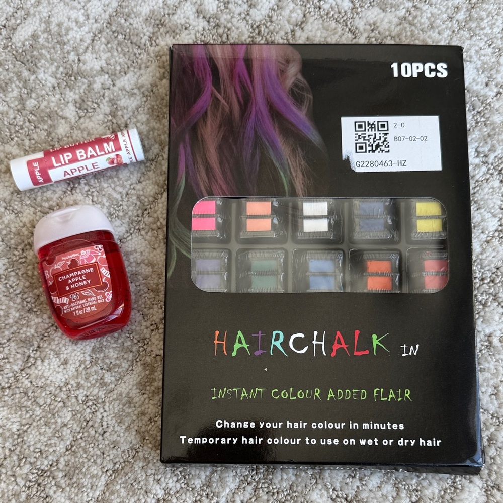 Hair Chalk Set with Lip Balm and Hand Sanitizer